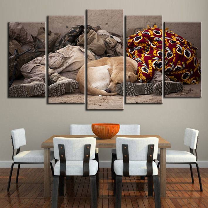 2019 Hot Wall Art Picture Dog and Soldier Spray Painting on Canvas Unframed Print Home Decoration