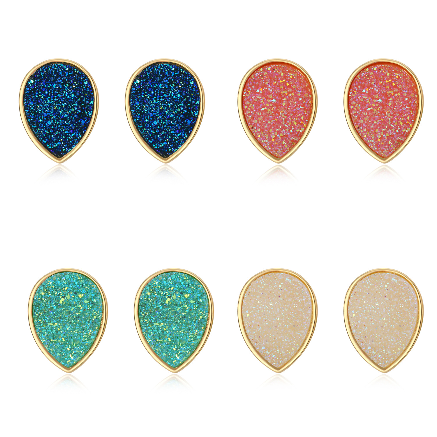 American European Fashion Womens Simple Gold Plated Waterdrop Drusy Earring 15mm Handmade Druzy Trendy Jewelry Resin Stone Stud Earring
American European Fashion Womens Simple Gold Plated Waterdrop Drusy Earring 15mm Handmade Druzy Trendy Jewelry Resin Stone Stud Earring