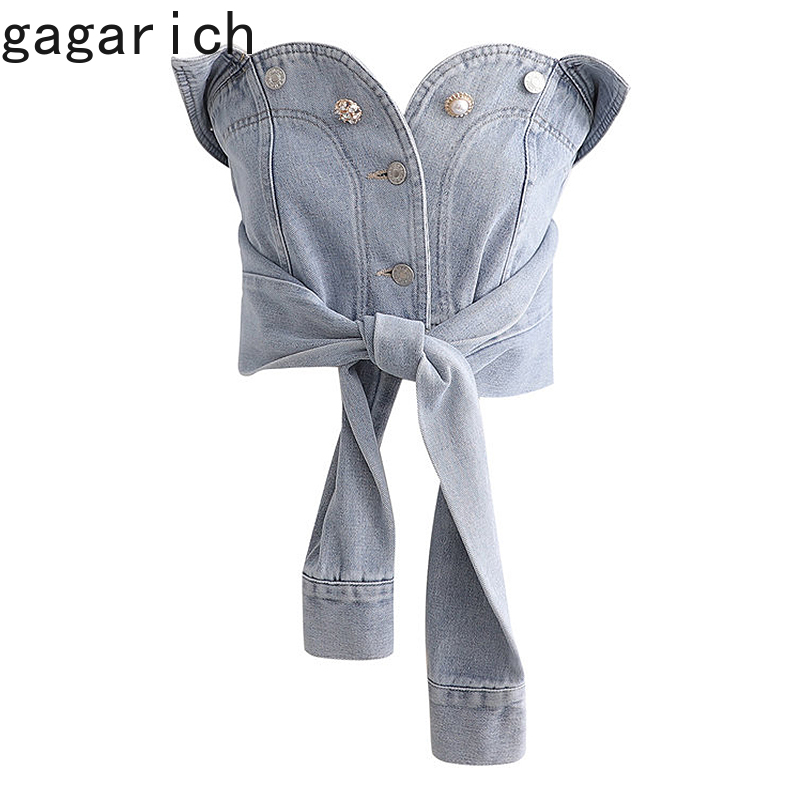Gagarich Sexy Women Vest Summer Fashion Retro Knotted Sleeve White Denim Wrapped Chest Streetwear Button Personality Short Tops, Blue
Gagarich Sexy Women Vest Summer Fashion Retro Knotted Sleeve White Denim Wrapped Chest Streetwear Button Personality Short Tops, Blue