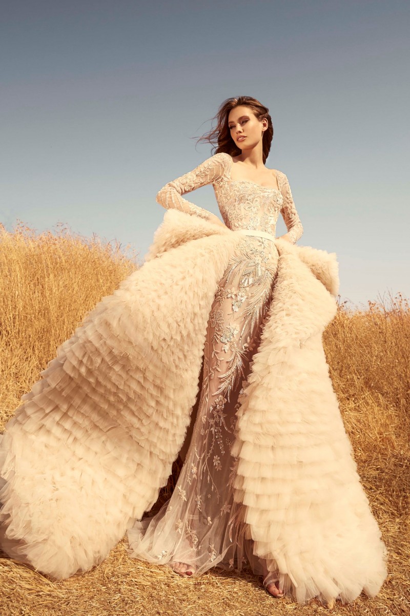 Lace A Line Wedding Dresses With Luxury Detachable Train Scoop Long Sleeve Appliqued Bridal Gowns Floor Length Lastest Wedding Dress