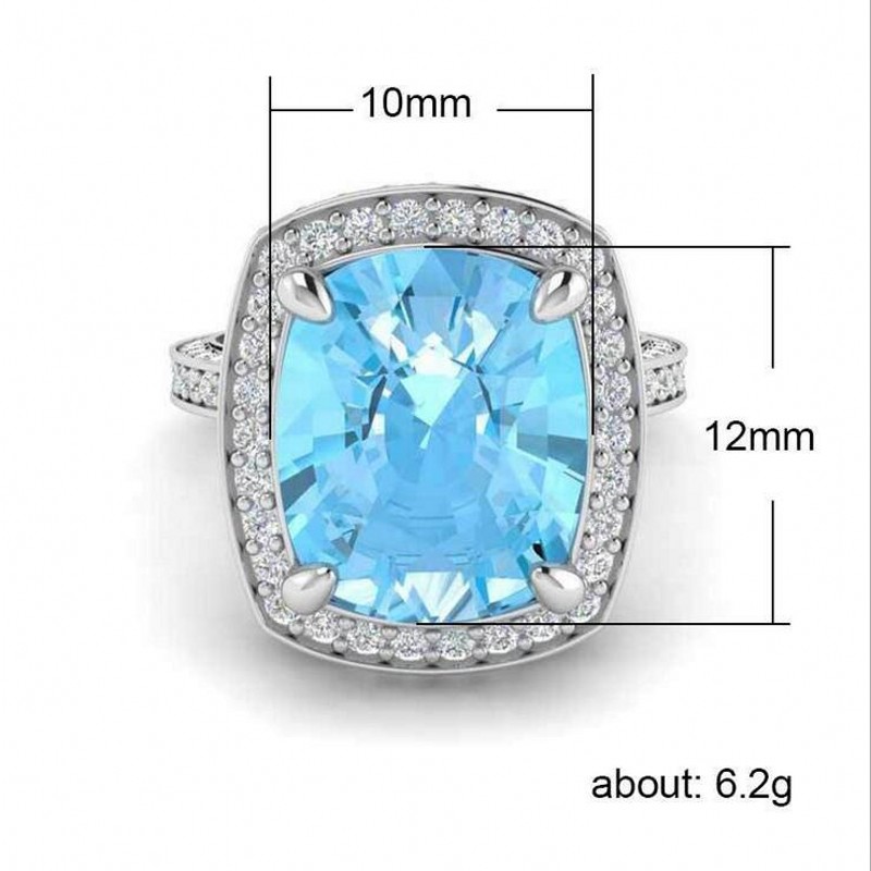 Vintage Fashion Jewelry Sterg Sier Blue Sapphire CZ Dia Eternity Women Wedding Bridal Ring Gift Size 6 10