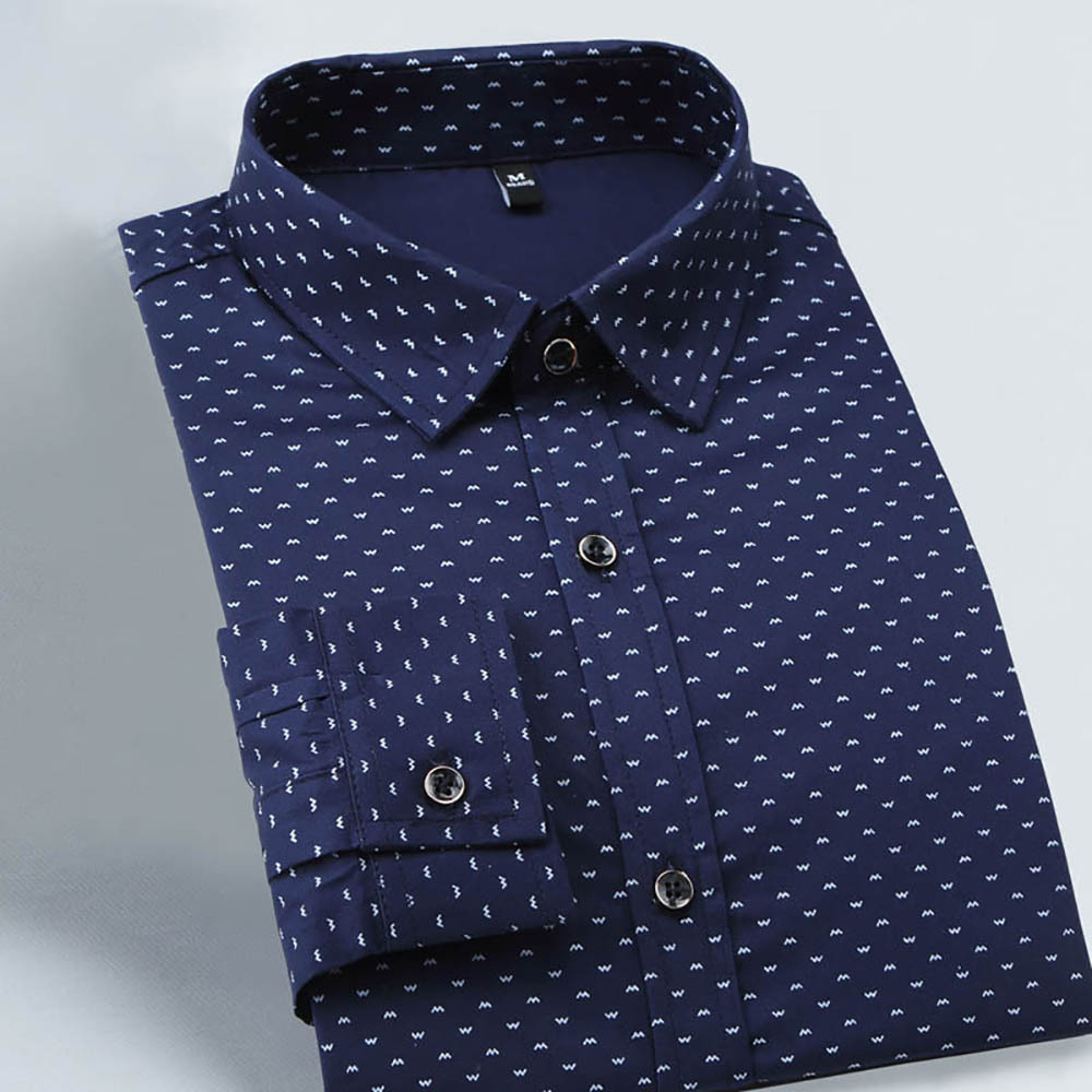 Quality Formal Polka Dot Men Casual Long Sleeved Printed Shirt Slim Fit Male Social Business Dress Shirts Brand Soft Comfortable, Navy blue
Quality Formal Polka Dot Men Casual Long Sleeved Printed Shirt Slim Fit Male Social Business Dress Shirts Brand Soft Comfortable, Navy blue