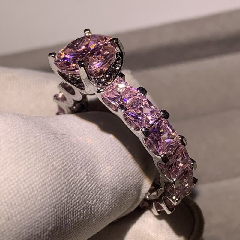 Sterg Sier Pink Sapphire CZ Promise Ring: Perfect Anniversary Gift 3e12