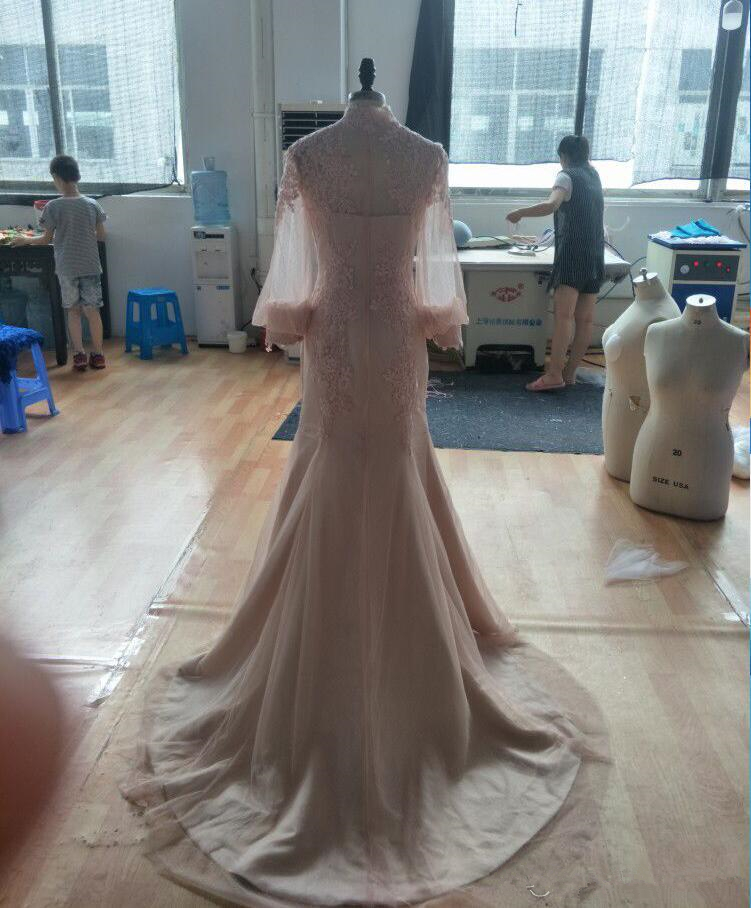 Arabic Moroccan Mermaid Evening Dresses Long Sleeve High Neck Lace Bottons Split Prom Gowns Dubai Caftan Plus Size Formal Dress Abendkleider