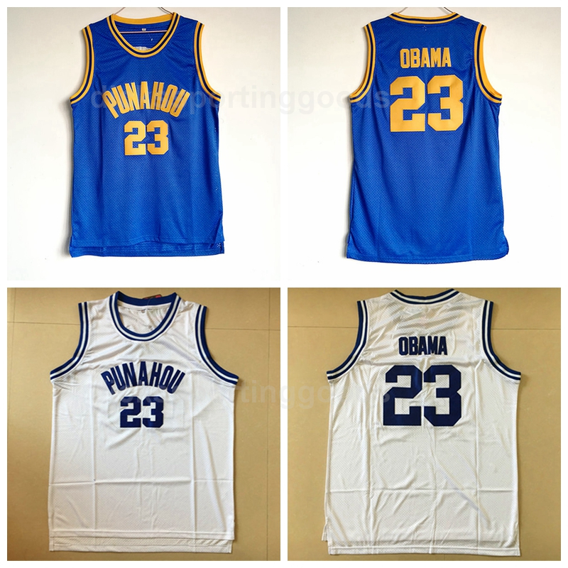 NCAA College Punahou 23 Barack Obama Jersey Men High School University Basketball Jerseys Blue Color White Away For Sport Fans
NCAA College Punahou 23 Barack Obama Jersey Men High School University Basketball Jerseys Blue Color White Away For Sport Fans