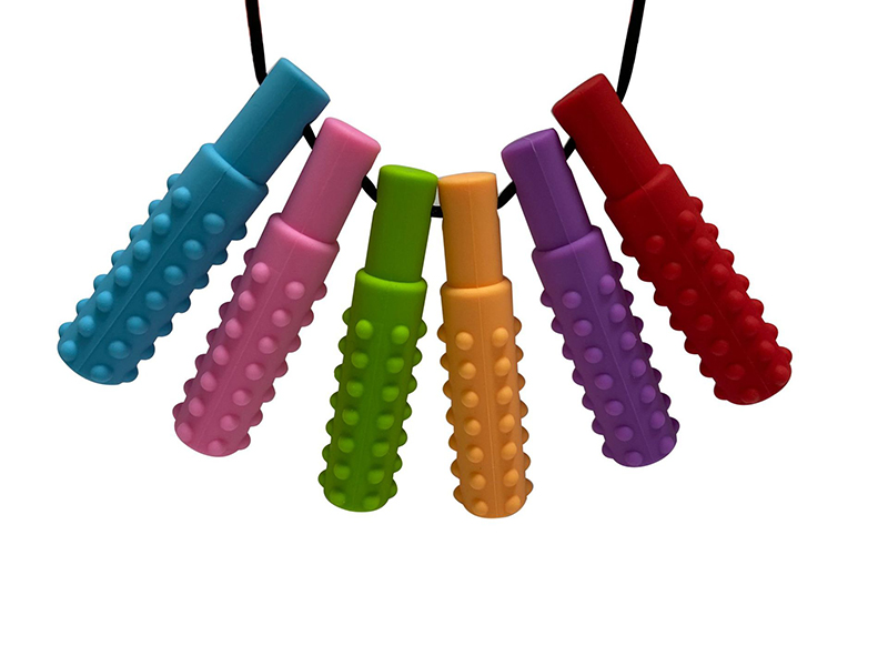Baby Teether Toy Textured Stick Teething Toy Autism Sensory Chewing Necklace Kids Pencil Topper Silicone Teether Oral Motor Tools