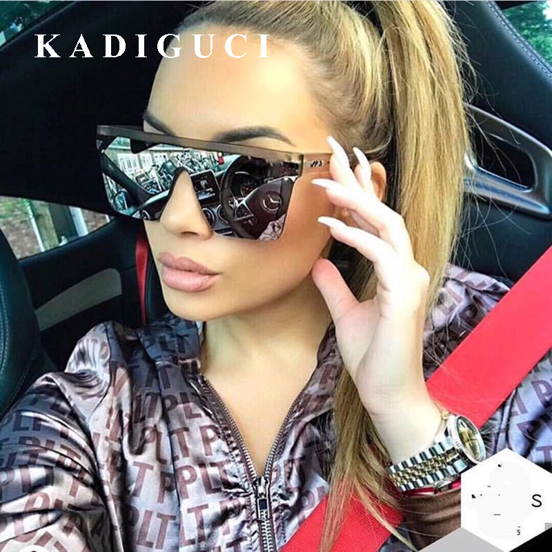 KADIGUCI Women Oversized Sunglasses Trend Designer Vintage Transparent Sun Glasses Men Flat Top Eyewear UV400 Gafas de sol Eyewear K387