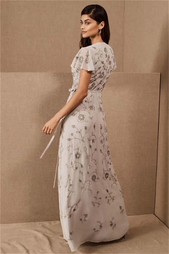 hot sell mother of the bride dresses v neck short sleeves beaded appliqued wedding gowns chiffon custom made floorlength mother gown