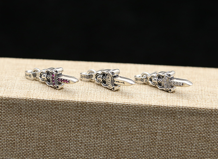 925 sterling silver earrings brand American European hand-made designer antique silver sword pendants stud earrings for women & men