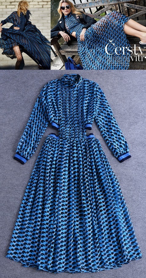Fashion Style Premium Top Quality Original Design Women's Elegant Dress Midriff Costume Ladies Sexy Printing Pleating, Blue
Fashion Style Premium Top Quality Original Design Women's Elegant Dress Midriff Costume Ladies Sexy Printing Pleating, Blue