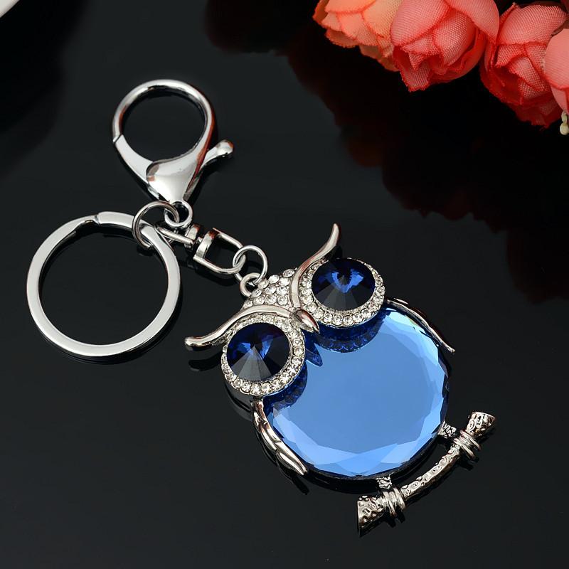 Fashion Owl Crystal Keychain Cute Cartoon Rhinestone Trinket Women Keyrings Car Key Chain Holder Female Bag Pendant Jewelry Gift