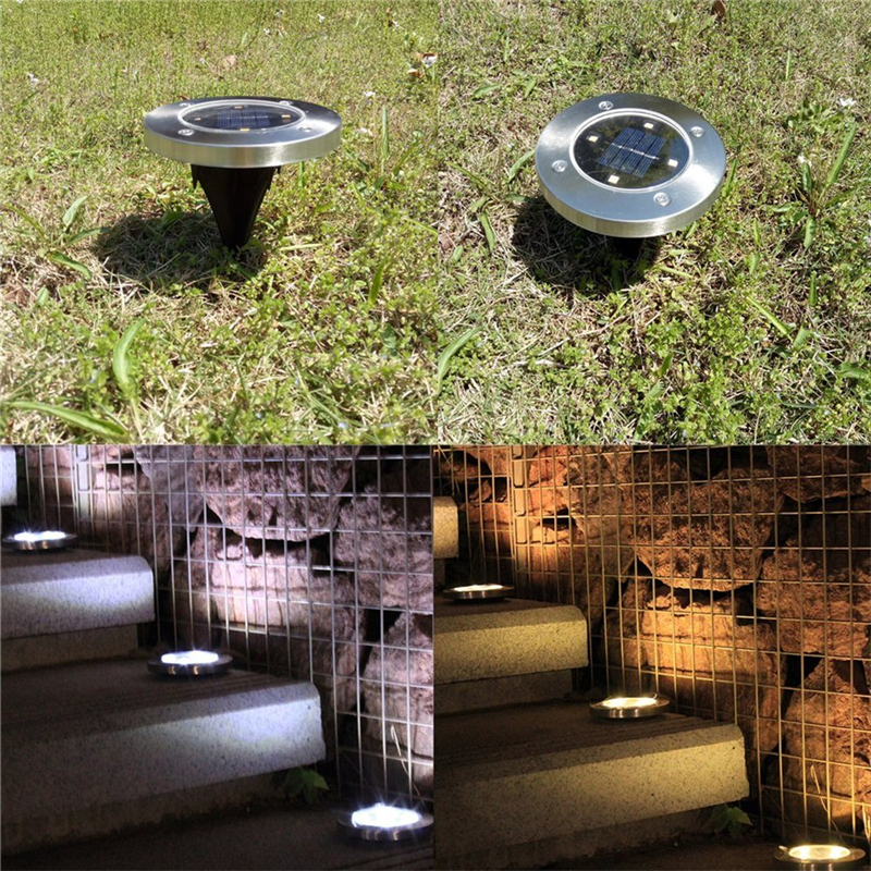 Solar Powered Ground Lights 4LED Solar Path Lamp Garden Pathway Outdoor In-Ground Lights for Yard Driveway Lawn Road