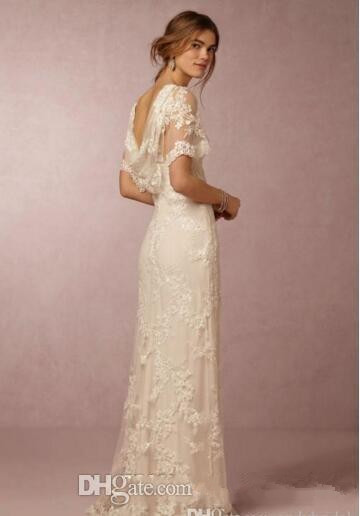 summer bohemian lace wedding dresses with sleeves bridal gowns cheap a line new country beach wedding gowns