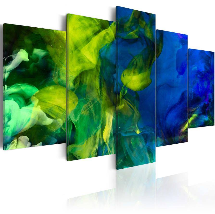Fashion Wall Art Canvas Painting 5 Pieces Red Blue Purple Abstract Color Mist Modern Home Decoration, No Frame