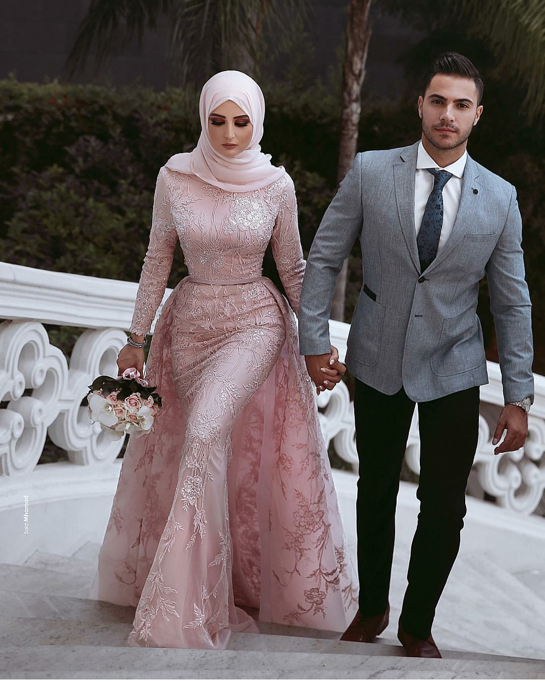 2019 Plus Size Mermaid Wedding Dresses Said Mhamad Long Sleeve Muslim Wedding Dress With Detachable Train Lace Applique Bridal Gowns