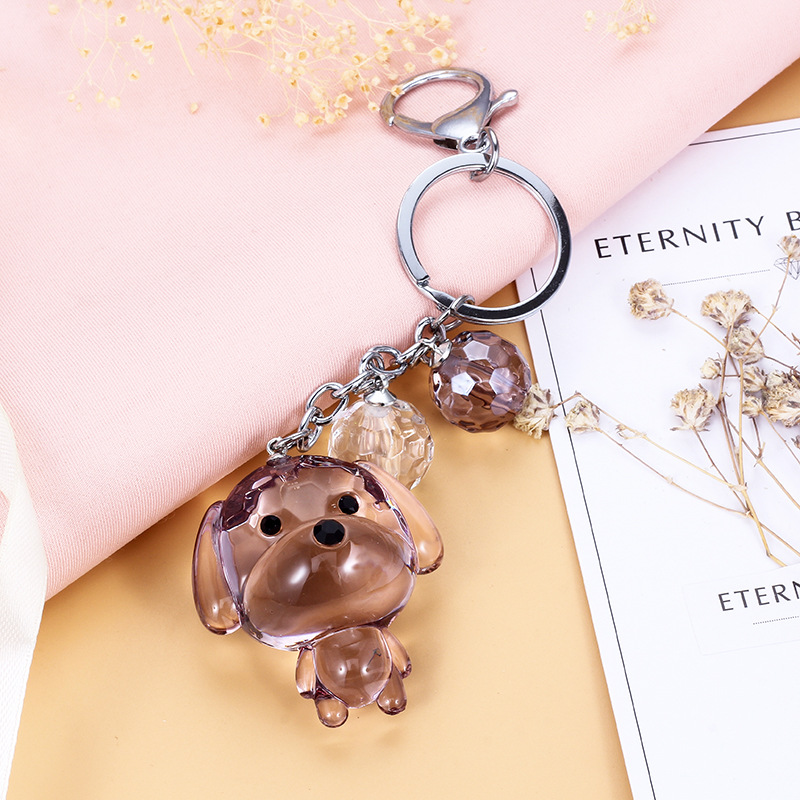 Transparent Crystal Dog Keychain Love Rope Key Chains Decorative Pendants for Women Bags Accessories Car Key Cute Gifts
