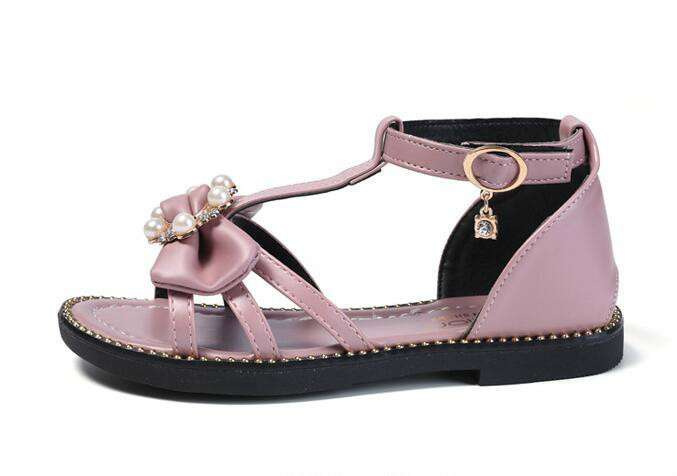 Girls Sandals For Children New Summer Fashion Princess Pearl Soft Child Child Student Flat Sandals