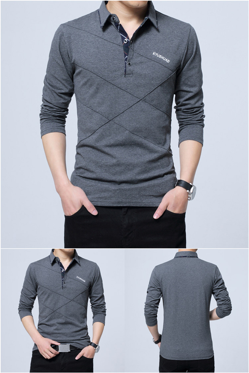 T Shirt Men Long T-shirt Turn-down Stripe T-shirt Slim Fit Loose Casual Cotton T Shirt Male Plus Size