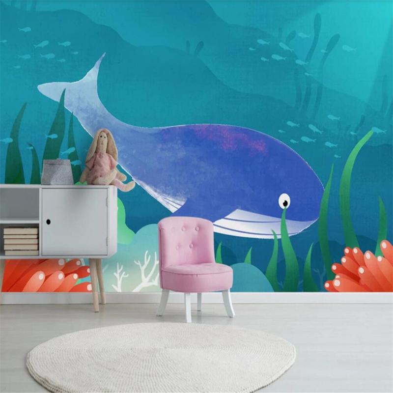 Drop Shipping Custom 3D Wallpaper Mural Hand Painted Watercolor Marine Whale Children's Room Wall Decoration Painting Wallpa, As pic 
Drop Shipping Custom 3D Wallpaper Mural Hand Painted Watercolor Marine Whale Children's Room Wall Decoration Painting Wallpa, As pic