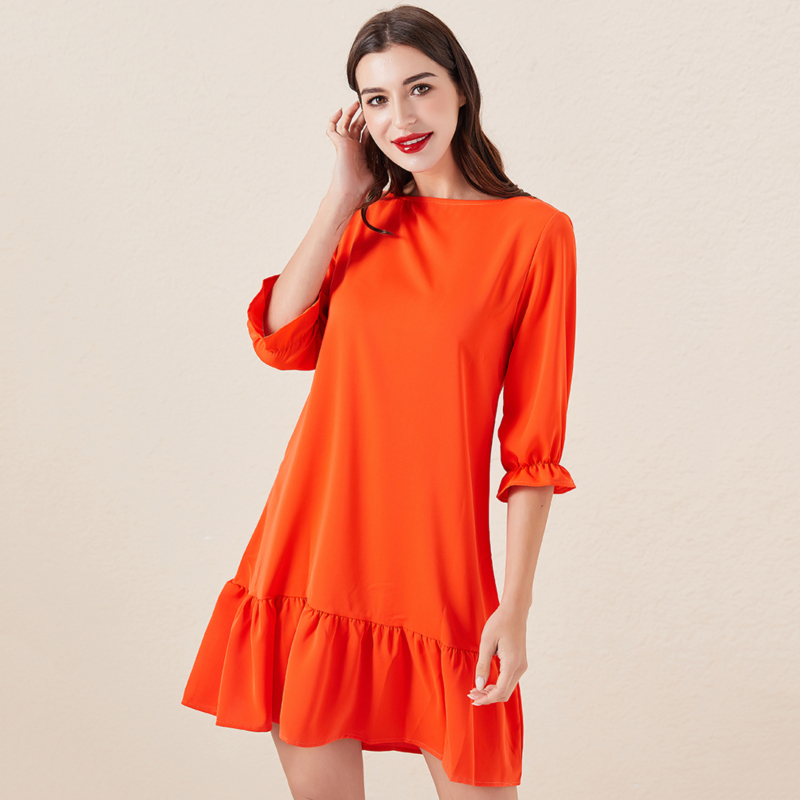 Women Casual Ruffles Loose Dress Ladies Sweet Half Sleeve O Neck Solid a-line Dresses 2020 Fashion Elegant Party Vestido Femme, Pink
Women Casual Ruffles Loose Dress Ladies Sweet Half Sleeve O Neck Solid a-line Dresses 2020 Fashion Elegant Party Vestido Femme, Pink