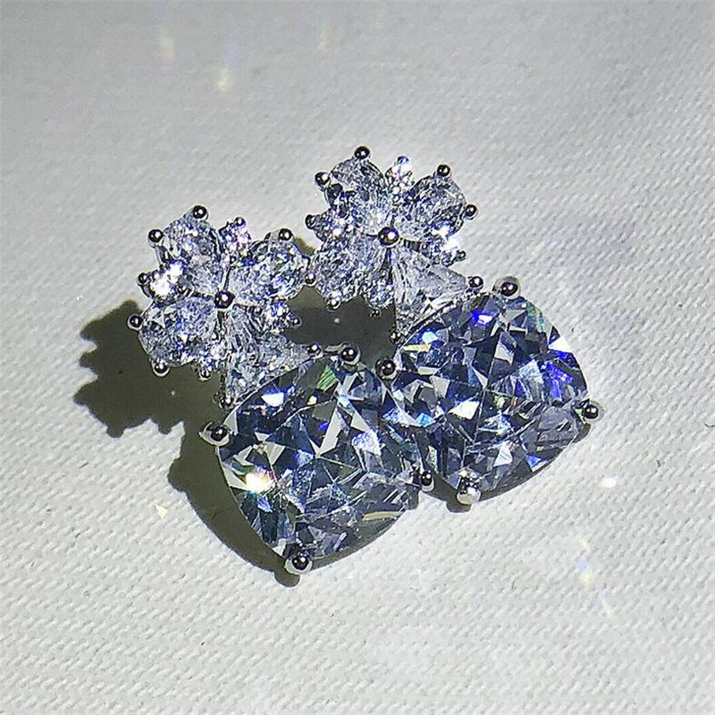 2024 New Bridal Dangle Earrings: Sterg Sier White Topaz CZ Drop Jewelry