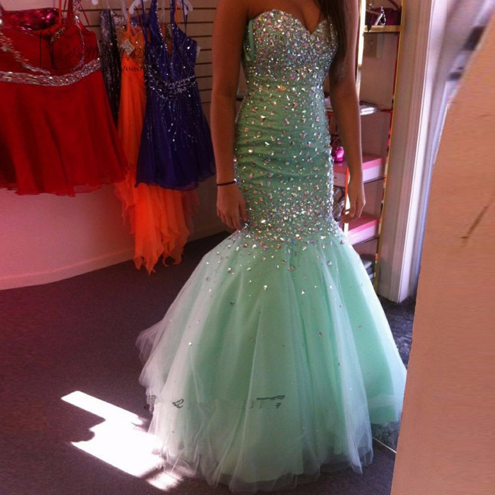 Vestidos de Baile Mint Green Mermaid Prom Dress Crystals Long Evening Gowns Ballkleider Buy Direct From China Sexy