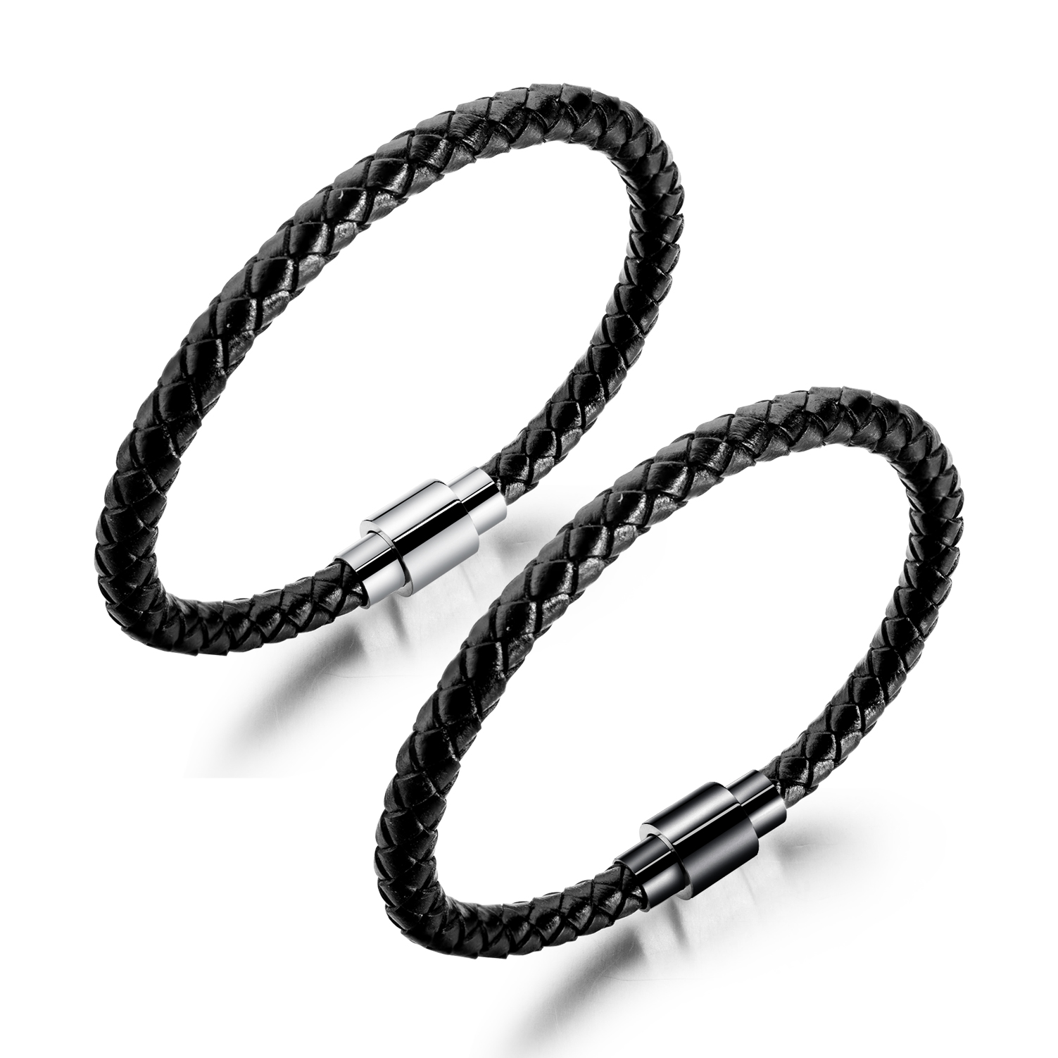 Black Simple Braided Leather Bracelet with Stainless Steel Magnet Clasp
Black Simple Braided Leather Bracelet with Stainless Steel Magnet Clasp