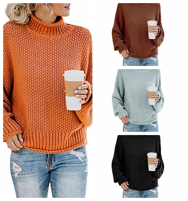 Spot Knits European autumn and winter explosion models thick line high collar pullover sweater women support mixed batch