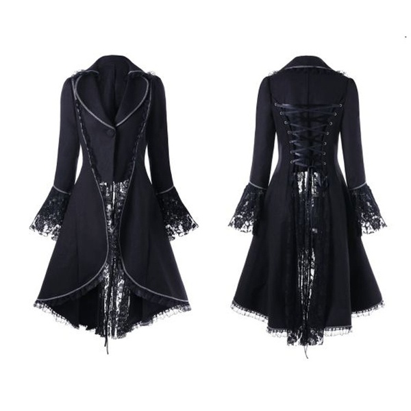 Wipalo Women Lace Trim Retro Coat Gothic Jacket Medieval Victorian Lace-Up Bandage Jacket High Low Noble Court Dress Overcoat, Black
Wipalo Women Lace Trim Retro Coat Gothic Jacket Medieval Victorian Lace-Up Bandage Jacket High Low Noble Court Dress Overcoat, Black