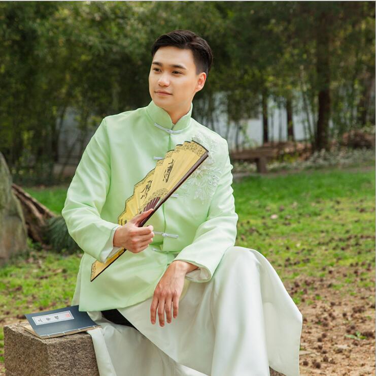 High Quality Men clothing In Republic of China antique costumes of film television Stage dramas young Masters Long Tang Suits Jacket + Robe