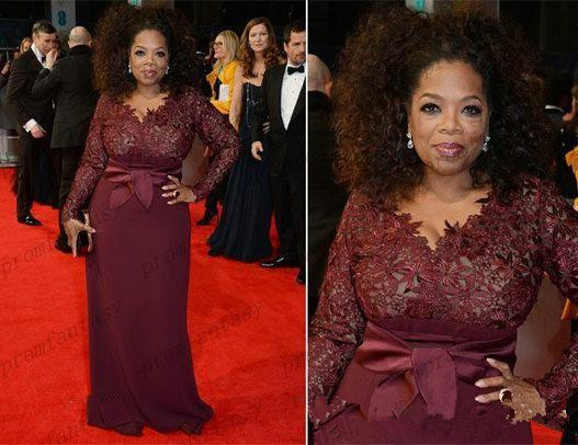 2019 Oprah Winfrey Burgundy Long Sleeves Sexy Mother of the Bride Dresses V-Neck Sheer Lace Sheath Plus Size Celebrity Red Carpet Gowns Sale
2019 Oprah Winfrey Burgundy Long Sleeves Sexy Mother of the Bride Dresses V-Neck Sheer Lace Sheath Plus Size Celebrity Red Carpet Gowns Sale