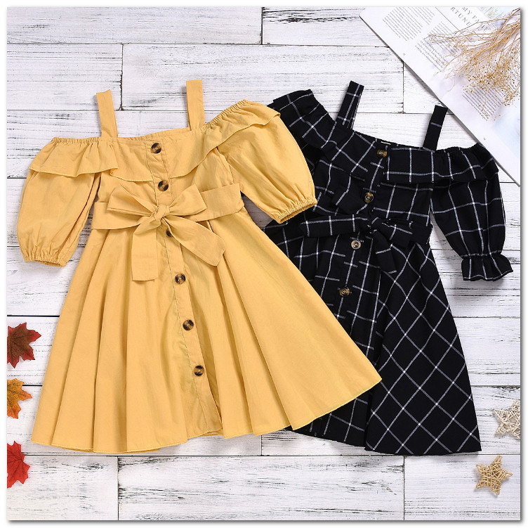 2020 Summer new Girls plaid suspender dress kids falbala dew shoulder princess dress children single breathable Bows belt dress J2295, Red;yellow
2020 Summer new Girls plaid suspender dress kids falbala dew shoulder princess dress children single breathable Bows belt dress J2295, Red;yellow