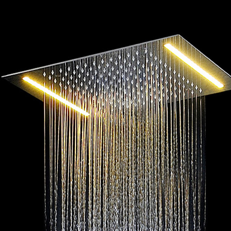 Bathroom LED Shower Head Bathroom Accessories Water Saving Embedded Ceiling Overhead Rain System panel 360x500mm