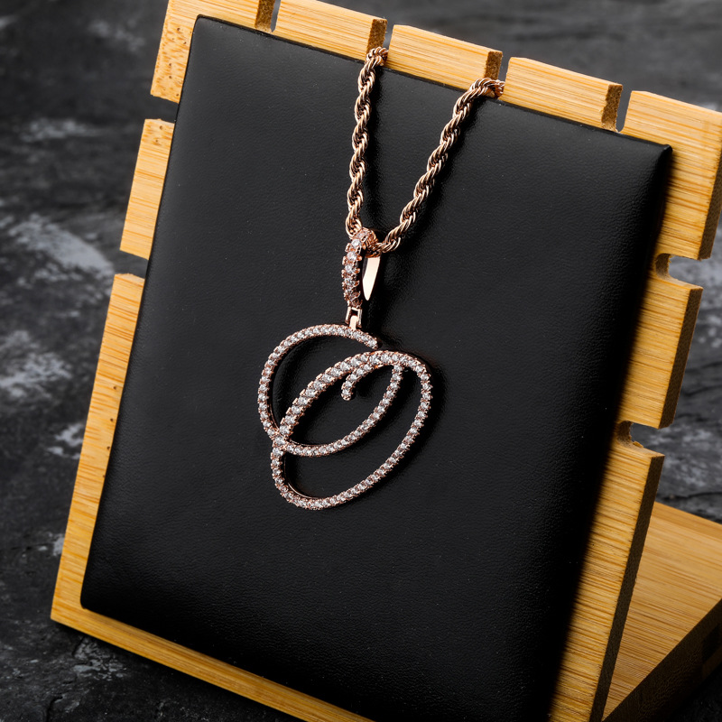 New personalized Cubic Zirconia A-Z Initial Letter Custom Name Pendant Necklace Iced Out 1Gold Plated Hip hop DIY Jewelry for Men Women