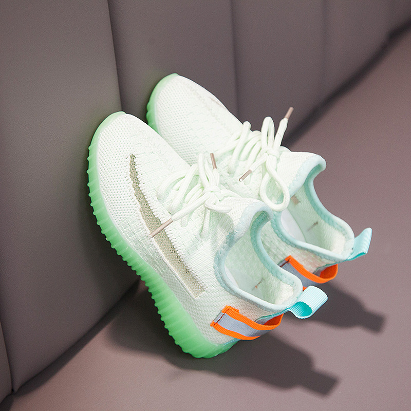 Luminous Sneakers Kids Shoes For Girl Led Sneakers With Boys Fashion Lighted Mesh Print Children Casual Sports Shoes