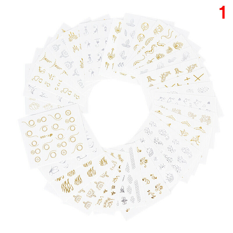 50 Stickers Sheets Mixed Flower Feather Water Transfer Nail Art Sticker Watermark Dec ch.A874