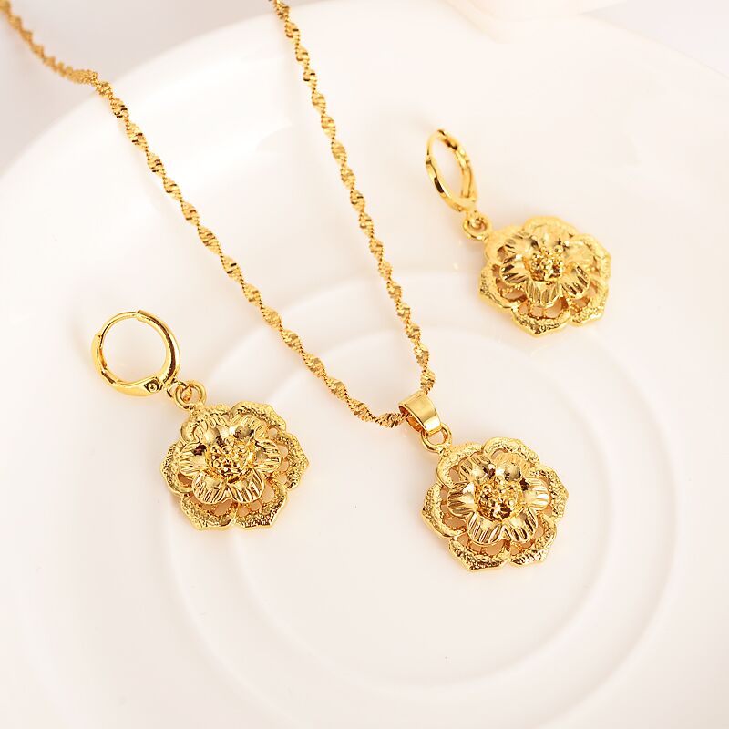 Solid Gold Filled vintage flower rose Jewelry sets Pendant Necklaces Women,African Jewelry wedding bridal charms party mother, Golden
Solid Gold Filled vintage flower rose Jewelry sets Pendant Necklaces Women,African Jewelry wedding bridal charms party mother, Golden