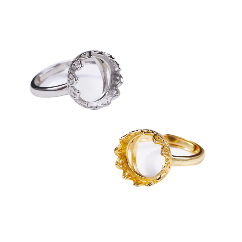 925 Sterling Silver Women Engagement 12x12mm Round Cabochon Semi Mount Ring fit Amber Turquoise Setting White Yellow Gold Color