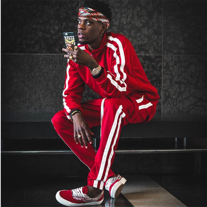 Men's sportswear fashion striped cardigan jacket + sports pants Sports suit men's Chinese collar casual training track suits