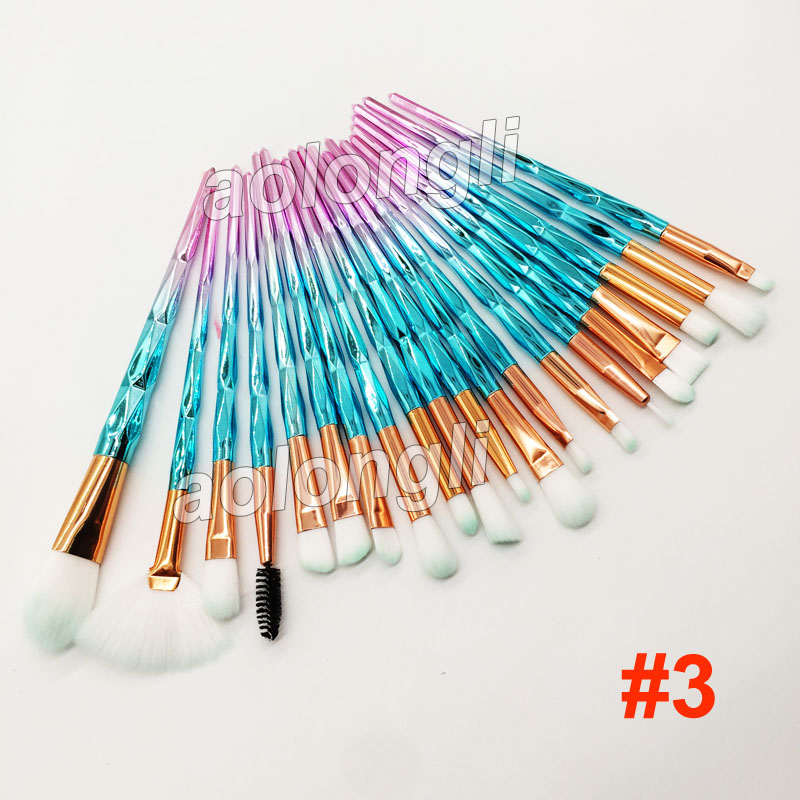 Hot 20pcs/set Diamond Makeup Brushes Sets Eyeshadow Eyelash Lip brush Face Blender Brush Powder Concealer Make Up Brushes Kit Tools mudiwa