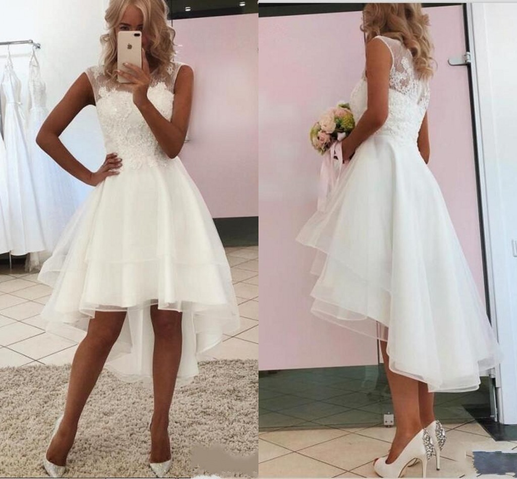 2020 Spring Short Wedding Dresses Jewel Neck Lace Appliques Summer Beach Garden Bridal Gowns High Low Layered Vestidos De Novia AL4109, Custom made from color chart
2020 Spring Short Wedding Dresses Jewel Neck Lace Appliques Summer Beach Garden Bridal Gowns High Low Layered Vestidos De Novia AL4109, Custom made from color chart