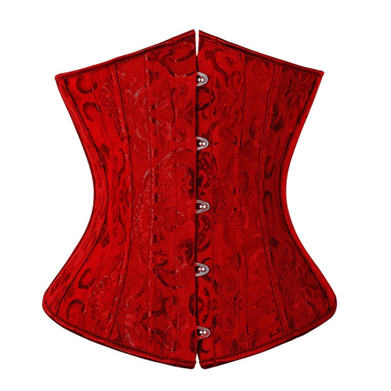 Women Corsets Jacquard/Satin Plus Size XXS-6XL 26pcs Spiral Steel Boned Lace up Underbust Corset Shaper Fashion Slimming Corselete Waist Cincher
