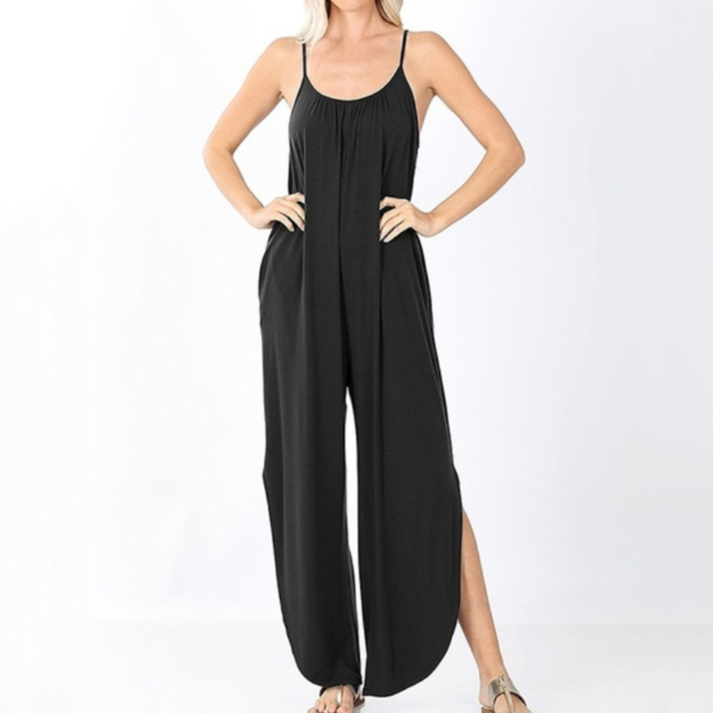 2020 Women' Jumpsuit O-neck Sling Fashion Solid Color Loose Large Size Women' Solid Color Elegant Split Jumpsuit Trousers, Black
2020 Women' Jumpsuit O-neck Sling Fashion Solid Color Loose Large Size Women' Solid Color Elegant Split Jumpsuit Trousers, Black