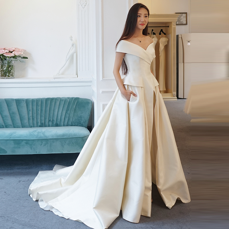 Women Jumpsuit With Long Train White Evening Dresses Off Shoulder Sweep Train Elegant Prom Dress Party Zuhair Murad Dress Vestidos Festa