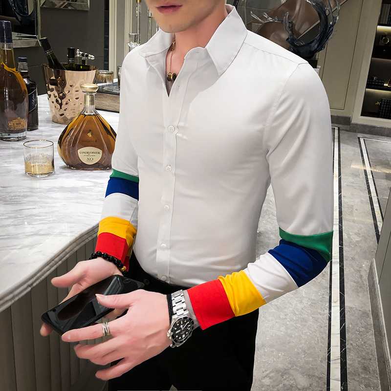 Casual Dress Shirts Slim Fit Streetwear Club Tuxedo Personality Patchwork Design Men Shirt 2020 Spring Autumn Long Sleeve Mens, Black
Casual Dress Shirts Slim Fit Streetwear Club Tuxedo Personality Patchwork Design Men Shirt 2020 Spring Autumn Long Sleeve Mens, Black