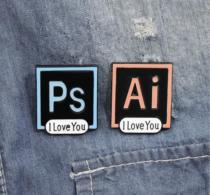 European and American fashion hot creative Photoshop T love you PS brooch clothing accessories bag accessories WY797