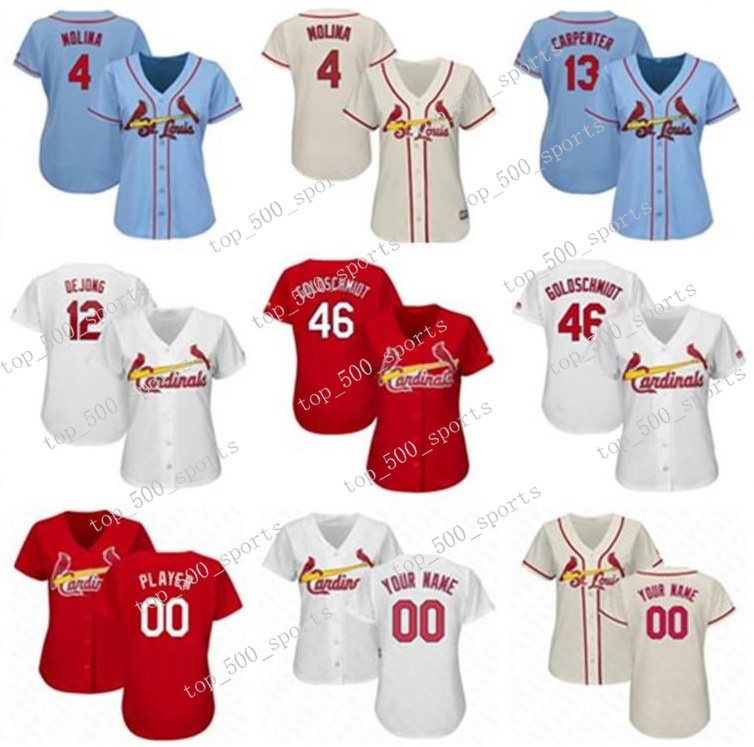 Womans Custom jersey 4 Yadier Molina 1 Ozzie Smith Kolten Wong Matt Carpenter Jack Flaherty Paul DeJong Baseball jerseys, Blue;black
Womans Custom jersey 4 Yadier Molina 1 Ozzie Smith Kolten Wong Matt Carpenter Jack Flaherty Paul DeJong Baseball jerseys, Blue;black