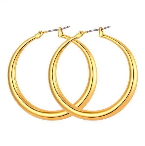 

Big Size Style Large Hoop Earrings For Women Fashion 18K Real Gold Plated Basketball Wives Simple High Quality Jewelry E6391