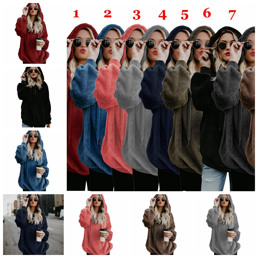 European autumn winter new fashion long sleeve hooded solid color sweater jacket S~5XL support mixed batch