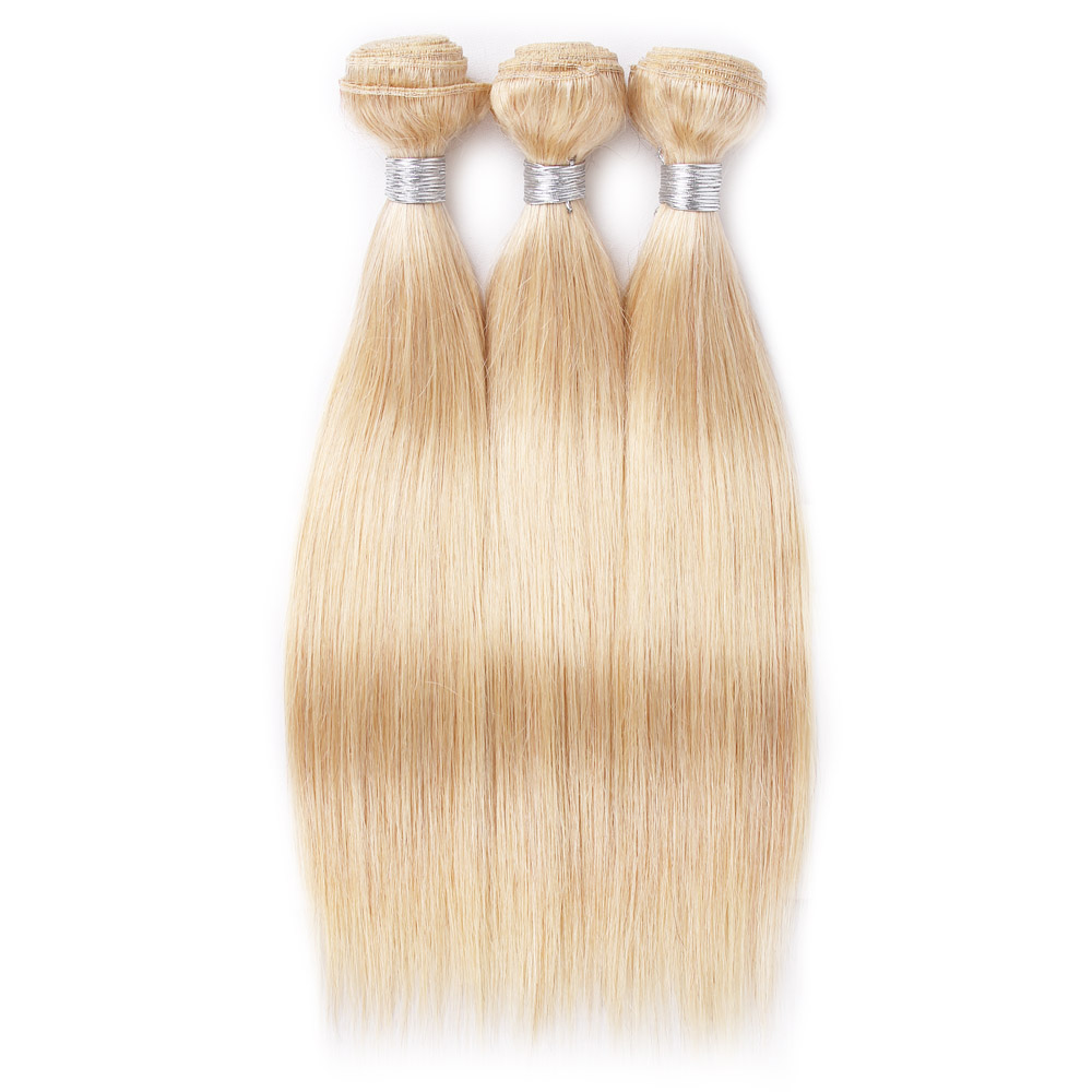 Hot sale 100g 4pcs Hair Weaves Double Wefts 100g/pc 613 Russian Blonde human hair Color 613 Can be Dyed Human Hair Extension